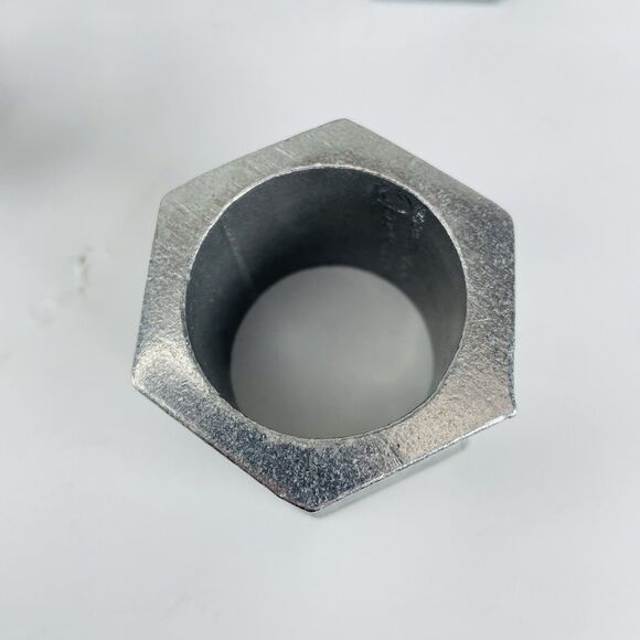 Vtg Wilton Columbia Hexagon Metal Pewter Napkin Rings Set of 12 USA 2"x1.5" 1972 - Picture 3 of 12